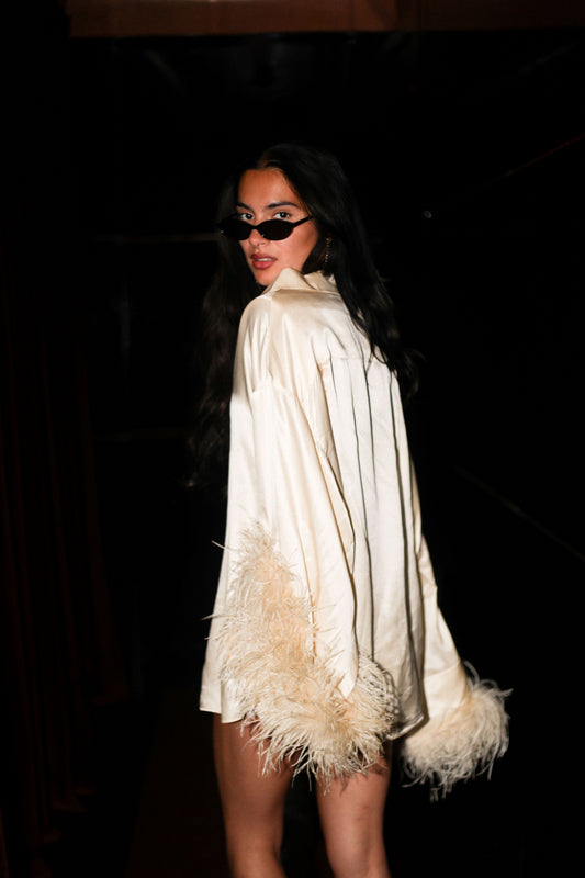 LA Twin The Alice  silk feather sleeve shirt